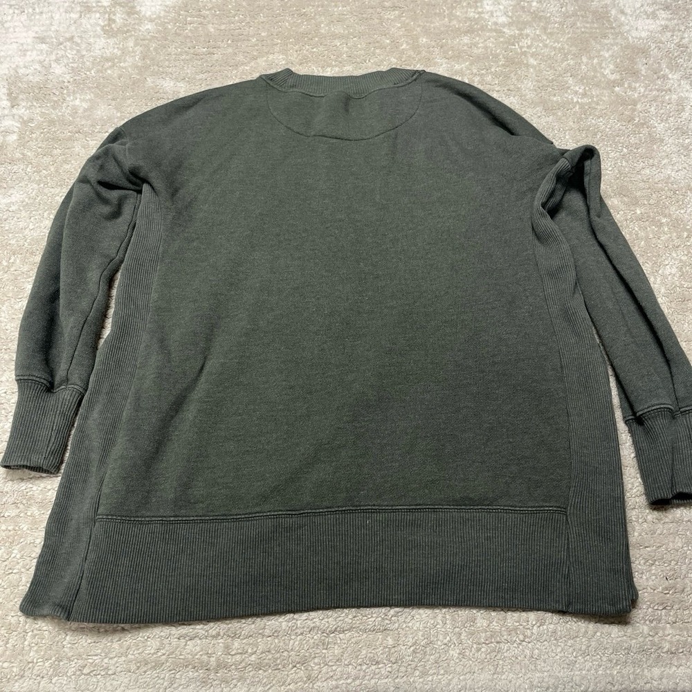 Aerie Oversized Split Hem Sweatshirt Olive Green - Size Women's Extra Small - Picture 4 of 4
